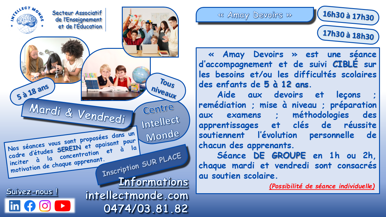 Amay-Devoirs - Intellect Monde - Soutien Scolaire