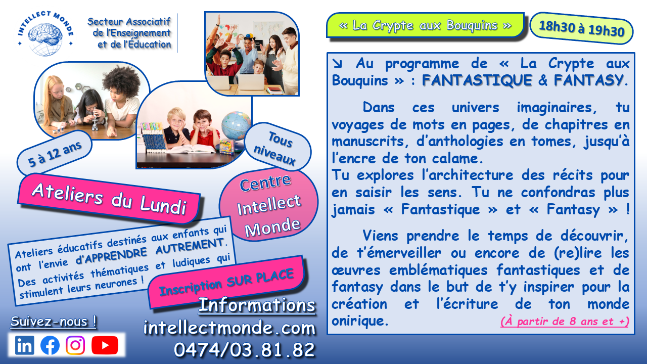 Atelier La Crypte aux Bouquins - Intellect Monde