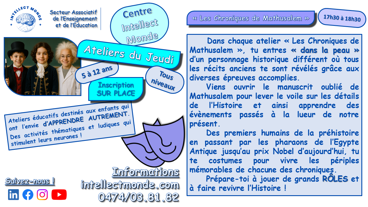 Atelier Les Chroniques de Mathusalem - Intellect Monde